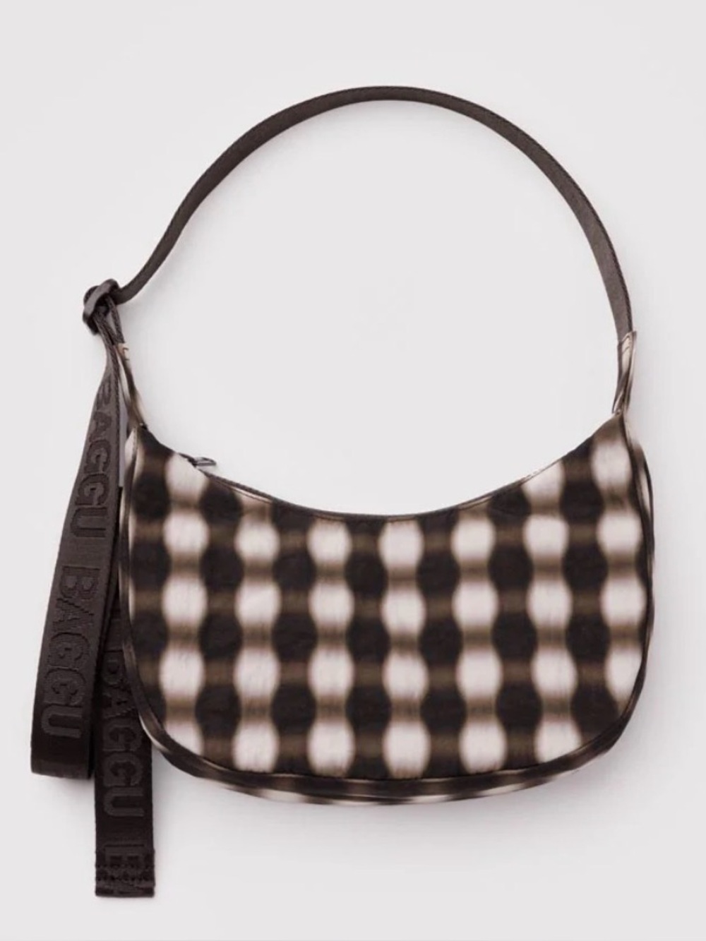 NWT Baggu Small Crescent Blurred Gingham
